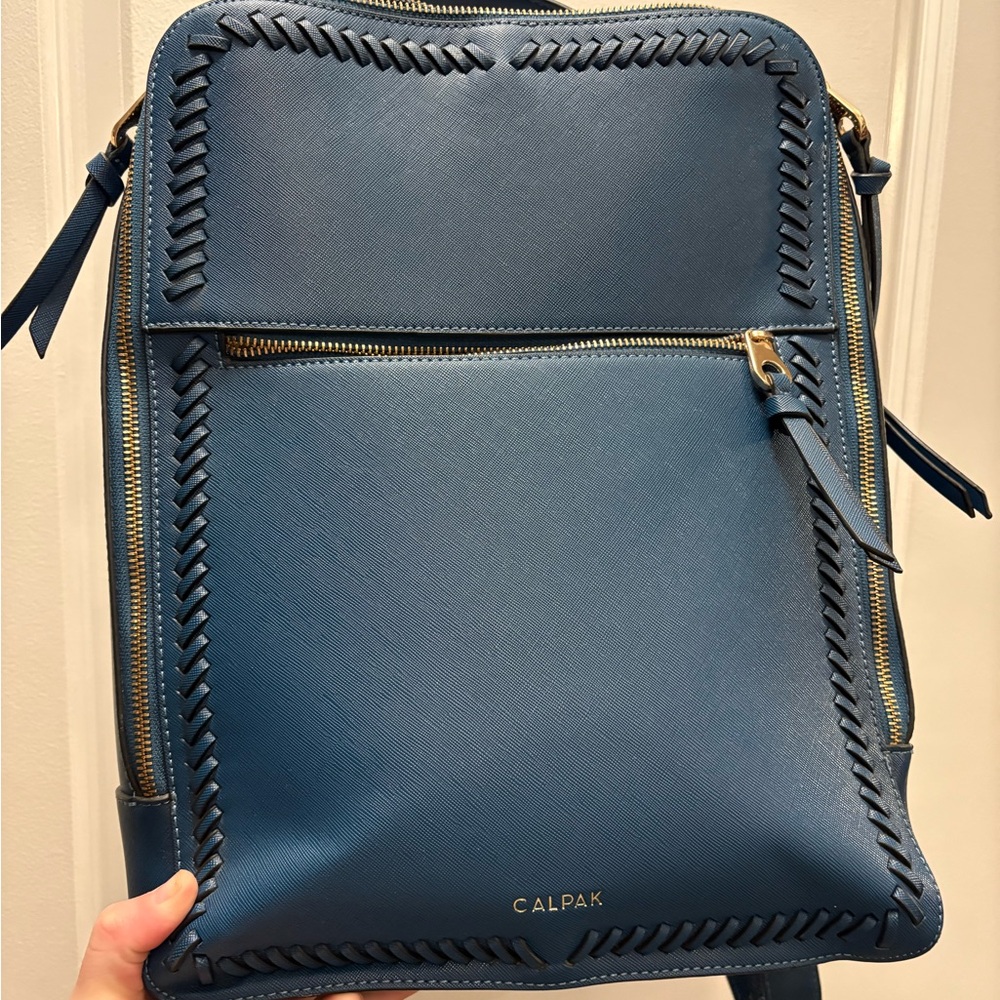 Calpak Navy Backpack with Braided Trim